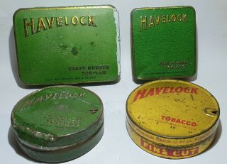 4 X Different Old Havelock Tobacco Tins Made In Melbourne Australia