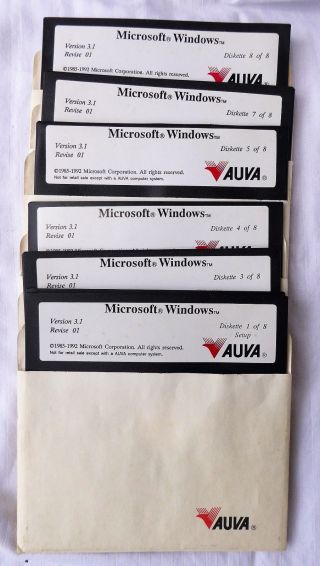 Vintage,  Microsoft Windows Os Version 3.  1,  5.  25 " Floppy Disks,  7 Total