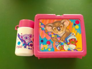 Lisa Frank Koala Bear Plastic Thermos Vintage Lunch Box Hot Pink Usa 80 