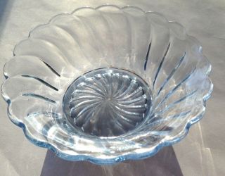 Vintage Depression Glass Blue Swirl Candy Dish Bowl