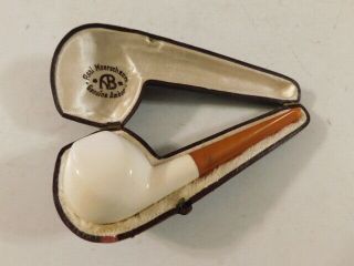 Real Meerschaum Pipe Case And White Pipe Amber Pipe Case