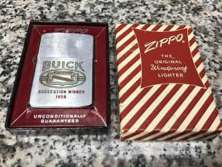 Vintage 1950s Buick Car Dealer Automotive Zippo Advertising Lighter & Candy Box