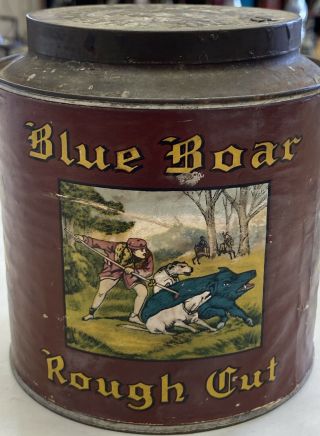 Vintage Blue Boar Rough Cut Tobacco Tin Paper Label