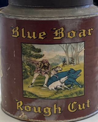 Vintage Blue Boar Rough Cut Tobacco tin paper label 3