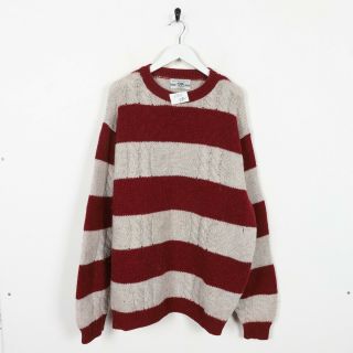 Vintage United Colors Of Benetton Knitted Sweatshirt Jumper Beige Red | 2xl