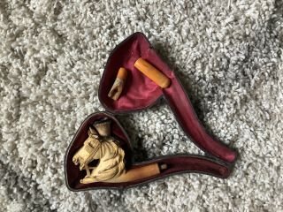 Old Carved Tobacco Pipe (Broken Stem) Two Horse’s 2