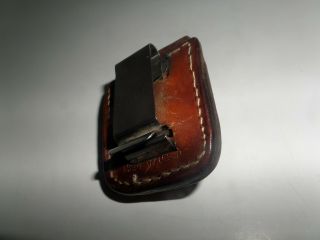 Zippo lighter with rose engraved,  leather belt holster A XV 1999? (S3) 2