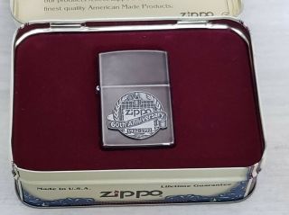 Vintage 1992 60th Anniversary Zippo Lighter In Collector Tin Box