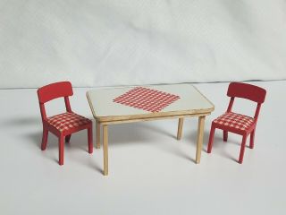 Vintage Lundby Swedish Dollhouse 1970s Kitchen Table And Chairs