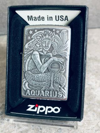 Zippo 1999 Barrett Smythe Aquarius Zodiac Sign Lighter (Very Rare) 2