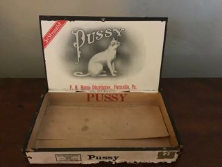 C Very Rare Antique Pussy Cigar Box 5 Cent