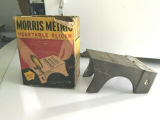 Vintage Morris Metric Vegetable Slicer W/original Box Made In Usa.  Chrome Steel