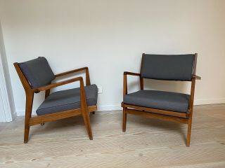 Jens Risom Design Within Reach Jens Chair Two In Grey Wool And Walnut