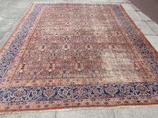 Antique Vintage Worn Traditional Hand Made Oriental Wool Red Carpet 320x260cm