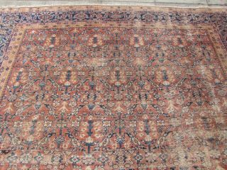 Antique Vintage Worn Traditional Hand Made Oriental Wool Red Carpet 320x260cm 2