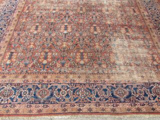 Antique Vintage Worn Traditional Hand Made Oriental Wool Red Carpet 320x260cm 3