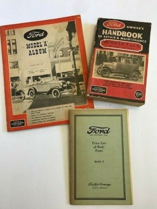 Vintage Ford 3 Books Model A T Clymer 1953 1927 Body Parts Book Handbook Album