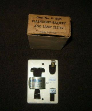 Vintage Eveready Flashlight Battery And Lamp Tester One - No F - 1805 And Box