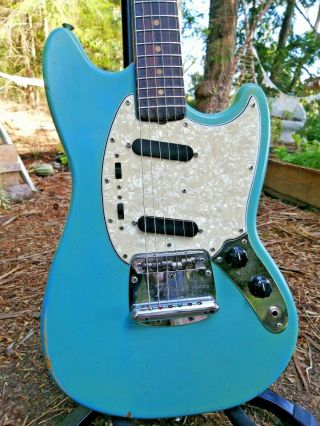 Vintage Pre - Cbs 1964 Fender Mustang Electric Guitar Daphne Blue W/ Ohsc