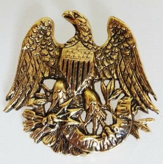 Vintage Gold Tone Patriotic American Bald Eagle Brooch Pin By Sarah Coventry