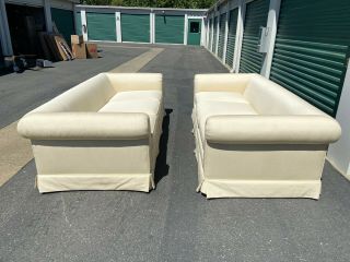 Pair Tuxedo Back Sofas Fabulous Custom Even Arm Couch Vintage Chic - Like Nu