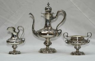Magnificent 1902,  3p Dominick & Haff Sterling Silver Tea,  Coffee Set