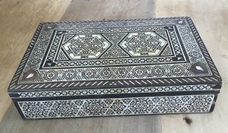 Vintage Indian Vizagapatam Box Inlaid With Mother Of Pearl Decoration