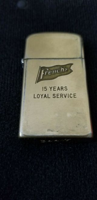 1957 Or 1958 Zippo Slim 10k Gold Filled Lighter (.  Zippo. ) Very Collectible