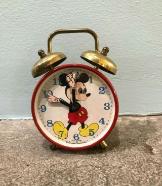 Mickey Mouse Vintage Wind Up Alarm Clock By Phinney - Walker West Germany
