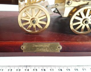 Vintage STEPHENSON ' S ROCKET Steam Engine Model On Wooden Base Plinth 3