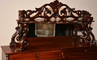 1860s Antique French Victorian Carved Mahogany Satinwood Lady ' s Secretary desk 2