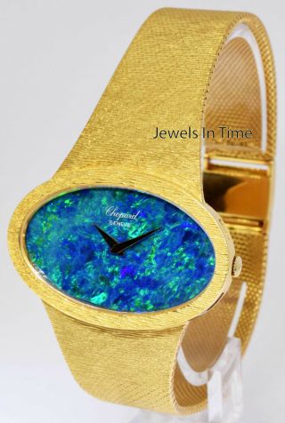 Chopard Mens Vintage 18k Yellow Gold and Black Opal Bracelet Watch 5038 2