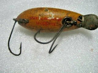 Rare Vintage Heddon Dowagiac Wood Meadow Mouse Lure Glass Eyes Leather Ears 3