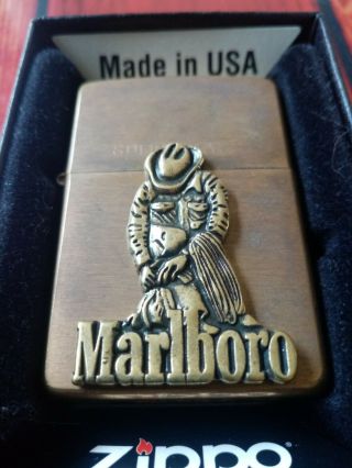 Marlboro Zippo Slid Brass Vintage Fully