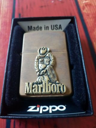 Marlboro zippo slid brass vintage fully 2
