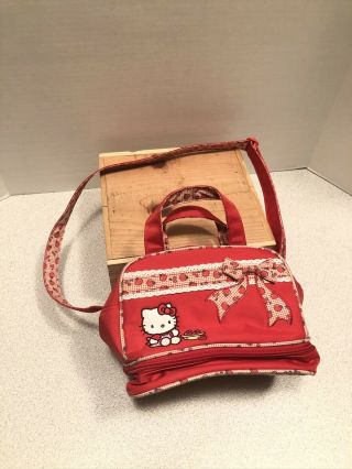Hello Kitty Lunch Bag Dual Storage Handbag Insulation Picnic Red Vintage