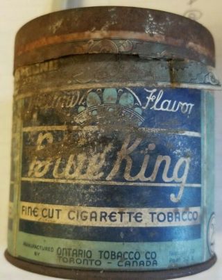 25 Cent Blue King Tobacco Tin Cardboard Paper Label Rare