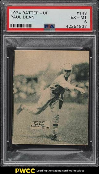 1934 Batter - Up Paul Dean 143 Psa 6 Exmt