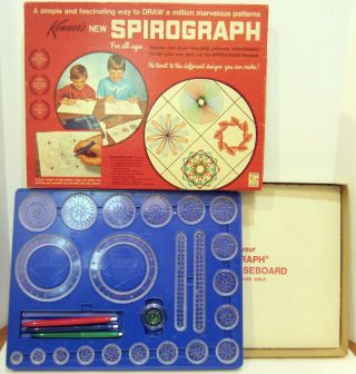 Vintage Kenner Spirograph 401 Art Set Toy 1967 Complete Box Blue Tray