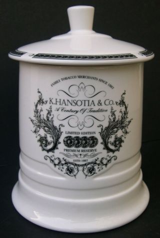 K.  Hansotia Tobacco Cigar Porcelain Humidor Jar
