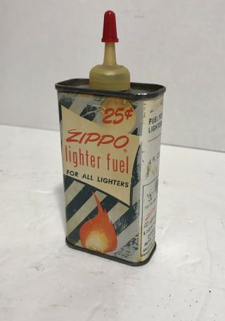 Vintage Zippo Mfg.  Co.  Lighter Fuel Fluid 4 Oz.  Tin 25 Cent Priced Can
