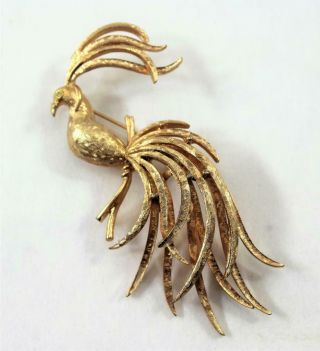 Vintage Avon Gold Tone Peacock Bird Of Paradise Pin Brooch