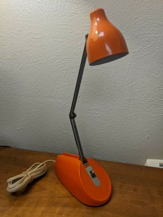 Vintage Hamilton Industries Hc - 18 Adjustable Desk Table Mcm Lamp Vibrant Orange