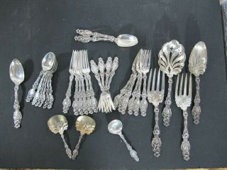 Gorham Whiting " Lily " Sterling Silver 32pc Flatware Set