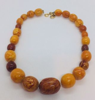 Antique Natural Butterscotch Amber Beaded Necklace 51.  9 Grams