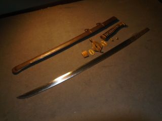 Japanese Meiji Naval officer ' s sword in saber mountings,  family blade 2