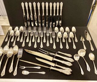 134 Piece Wallace Rose Point Sterling Silver Flatware Set,  Magnificent