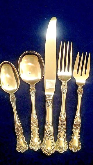 Gorham Buttercup Sterling Flatware Set For 8 With Servers In This Set