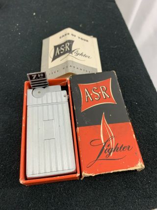 Vintage Asr Semi Automatic Pocket Lighter,  Instructions & Price Tag