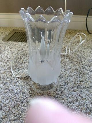 Vintage Frosted Clear Glass Table Lamp Dresser Boudoir Victorian Roses Euc